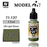 Vallejo 71137 17 ml. US Light Green, Model Air Serisi Model Boyası