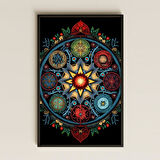 Renkli Mandala Tasarımlı Mistik Dekoratif Duvar Tablosu