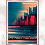 Cyberpunk Şehir Manzaralı Pleksi Tablo - Dijital Dekor Sanatı