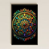 UV Baskılı Mandala Tablo - Neon Mandala