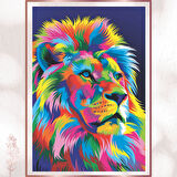 Pop Art Aslan - Renk Patlamalı Güçlü Sanat Posteri