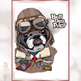 Bulldog Pilot - Sevimli ve Karizmatik Vintage Poster