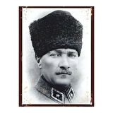 Atatürk Kalpaklı Portre Tablosu | Retro MDF Duvar Posteri