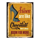 Ayakkabı & Çikolata Temalı Retro Ahşap Poster Tablo | Vintage Kadın Dekoru