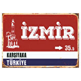 İzmir Karşıyaka Temalı 35.5 Yazılı Ahşap Retro Poster Tablo