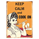 Keep Calm and Cook On Yazılı Ahşap Retro Mutfak Posteri