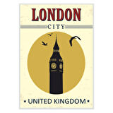 London City Big Ben Temalı Ahşap Retro Poster Tablo