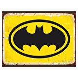 Batman Logo Retro Ahşap Poster Tablo | Süper Kahraman Temalı Vintage Dekor