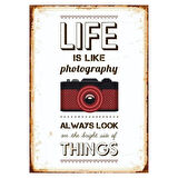 Life Is Like Photography Yazılı Fotoğraf Makinesi Temalı Ahşap Retro Poster Tablo