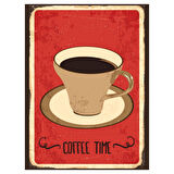 Coffee Time Temalı Retro Ahşap Poster Tablo | Vintage Kahve Dekoru