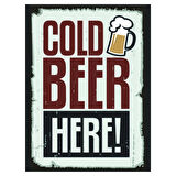 Cold Beer Here Retro Ahşap Poster Tablo | Vintage Bar & Pub Duvar Dekoru