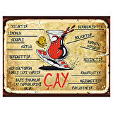 Çay Kültürü Temalı Retro Ahşap Poster Tablo | Paylaşım, Nezaket ve Keyif Dekoru