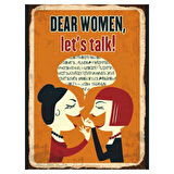 Dear Women Let's Talk Temalı Retro Ahşap Poster Tablo | Kadın Dayanışma Dekoru
