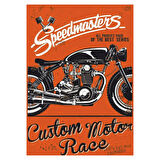 Speedmasters Custom Motor Race Temalı Ahşap Retro Yarış Motosikleti Poster Tablo