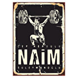 Naim Süleymanoğlu Cep Herkülü Temalı Ahşap Retro Poster Tablo