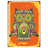 Renkli Mandala Baykuş Temalı Ahşap Retro Spiritüel Poster Tablo