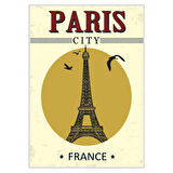 Paris Eyfel Kulesi Retro Ahşap Tablo - Nostaljik Şehir Posteri