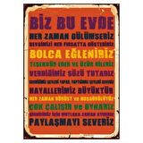 Ev Kuralları Retro Ahşap Tablo - Aile Temalı Poster Tasarımı