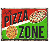 Pizza Zone Retro Ahşap Tablo - İtalyan Temalı Nostaljik Tasarım