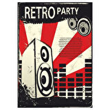 Retro Party Hoparlör Temalı Ahşap Tablo - Vintage Müzik Poster Tasarımı