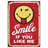 Smile If You Like Me Retro Ahşap Tablo - Eğlenceli Gülümseten Tasarım