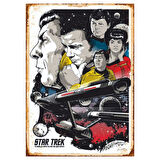 Star Trek Retro Ahşap Tablo - Kaptan Kirk ve Spock Temalı Uzay Macerası Tasarımı