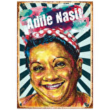 Adile Naşit Retro Ahşap Tablo - Türk Sinemasının Gülümseyen Annesi Portresi