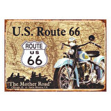 Route 66 Retro Ahşap Tablo – The Mother Road ve Motosiklet Temalı Vintage Tasarım