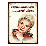 Zeki Müren Portreli Retro Ahşap Tablo – Dertli Gönüllere Giren Sanat Güneşi Tasarımı