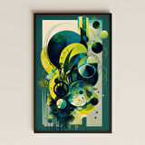 Yeşil Tonlarda Doğa Soyutlamalı Şeffaf Pleksi Tablo