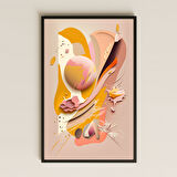 Pastel Renkli Soyut Uzay-Çiçek Temalı Şeffaf Pleksi Tablo