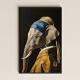 İnci Küpeli Fil Temalı Şeffaf Pleksi Sanat Tablosu