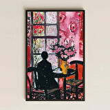 İç Mekanda Siluet Afro Kadını & Çiçekler Şeffaf Pleksi Tablo