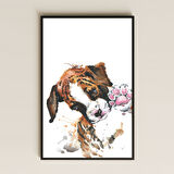 Sevimli Patili Yavru Köpek Suluboya Tasarım Pleksi Tablo