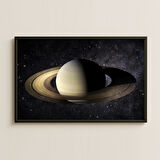 Satürn ve Yüzükleri Gerçekçi Dijital Uzay Görseli Pleksi Tablo