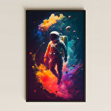 Renkli Nebula ve Astronot Temalı Pleksi Tablo - Uzay Sanatı Duvar Dekoru