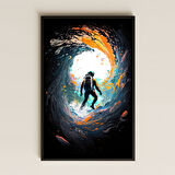 Galaktik Dalgada Sörf Yapan Astronot Pleksi Tablo - Renk Patlamalı Uzay Dekoru