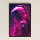 Neon Pembe Cyber Astronot Portre Pleksi Tablo - Futuristik Uzay Sanatı