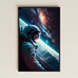 Kapsül Penceresinden Galaksiyi İzleyen Astronot Pleksi Tablo - Duygusal Bilimkurgu Dekoru