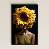 Ayçiçeği Gölgesinde Kadın Portresi Temalı Sanatsal Pleksi Tablo