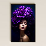 Mor Gül Taçlı Kadın Portresi Temalı Asil Sanatsal Pleksi Tablo