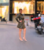 Gömlek yaka uzun kol deri elbise