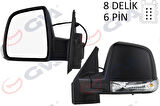 DIŞ DİKİZ AYNASI SOL DOBLO 11 ELEKTRİKLİ SİNYALLİ SİYAH KAPAKLI TEK CAM KONVEKS 6 FİŞ VM-668EHL