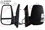 DIŞ DİKİZ AYNASI SOL TRANSIT 14 ELEKTRİKLİ ISITMALI BEYAZ SİNYALLİ DESENLİ KONVEKS 6 FİŞ VM-6329EHL