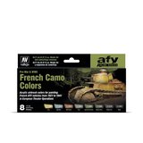 Vallejo 71644 8x18 ml. French Camo Colors PreWar & WWII, Model Air Serisi Model Boyası Seti