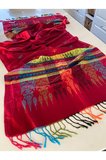 Çok Renkli Elegansa Omuz Atkısı Kaşmir Dokulu Şık Şal Kasmir Sal (Cashmere)