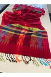 Çok Renkli Elegansa Omuz Atkısı Kaşmir Dokulu Şık Şal Kasmir Sal (Cashmere)