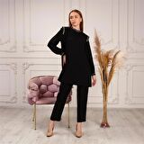 Yaka Detaylı Sade Basic İkili Takım - 2076 - Siyah