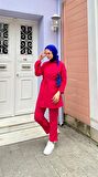 Floria Kolları Lastikli Belden Bağlamalı İkili Takım - 71138 - Fuşya