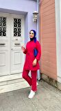 Floria Kolları Lastikli Belden Bağlamalı İkili Takım - 71138 - Fuşya